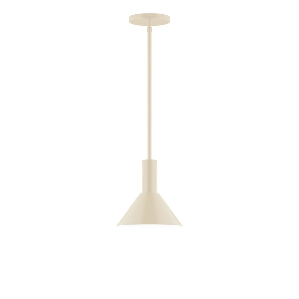 Montclair Lightworks STGX451-16-L10 8" Stack Mini Cone LED Stem Hung Pendant, Cream